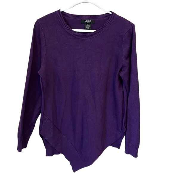 Verve Ami Purple High Low Hem Ribbed Sweater size M - Picture 1 of 9